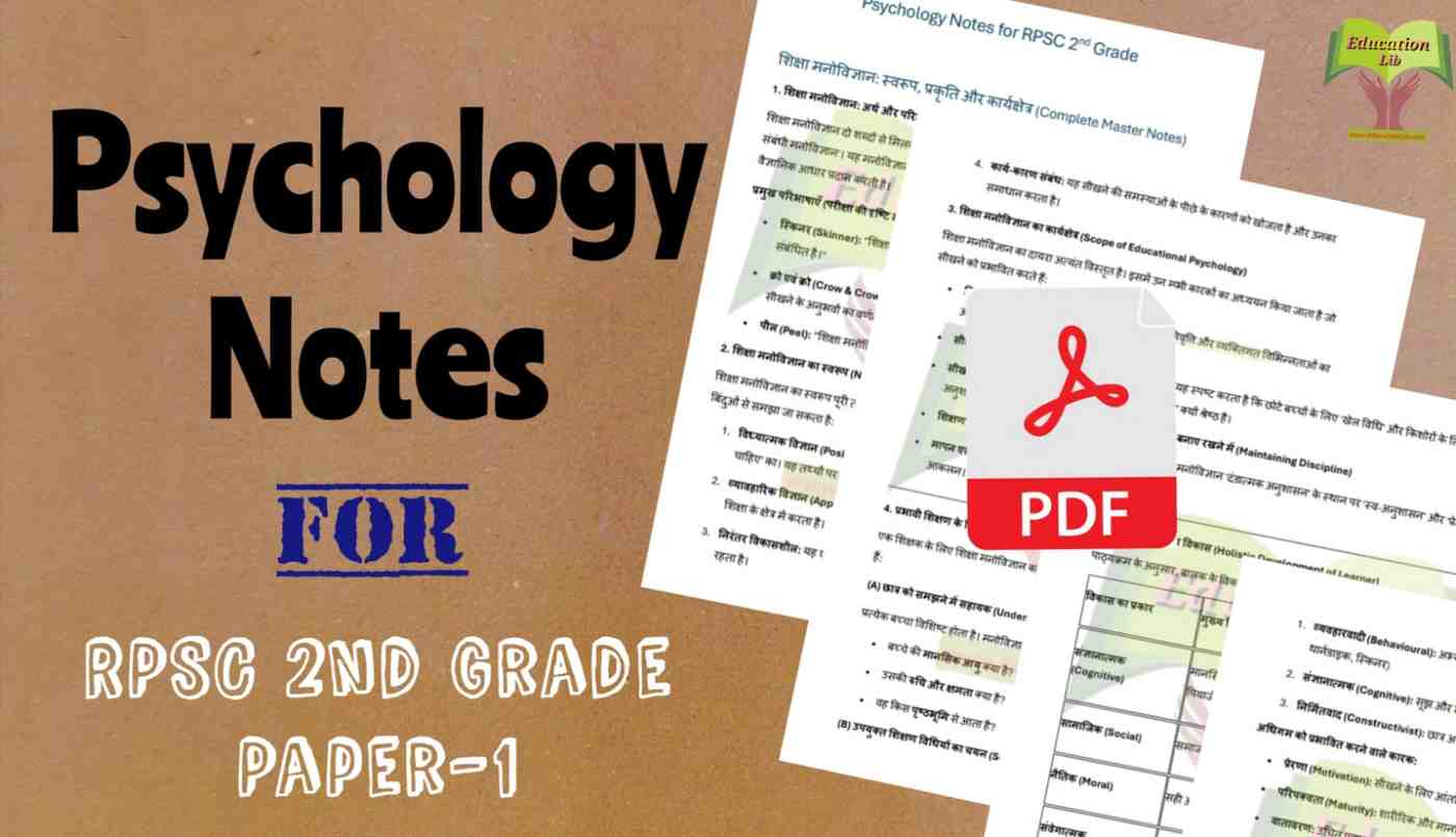 Psychology Notes in Hindi for RPSC 2nd Grade